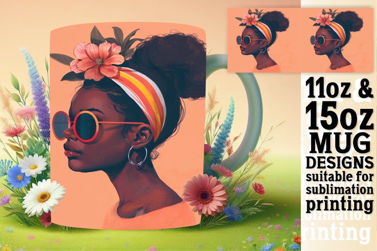 Vibrant Melanin Beauty: Watercolor Mug Wrap example image 1
