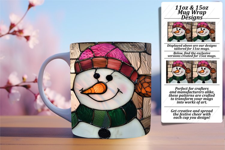 Winter Holiday 3D Snowman Wrap Pattern 11oz 15oz