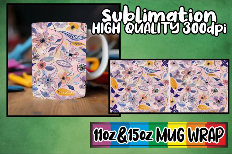 Springtime Abstract Mug Wrap Sublimation 11oz 15oz