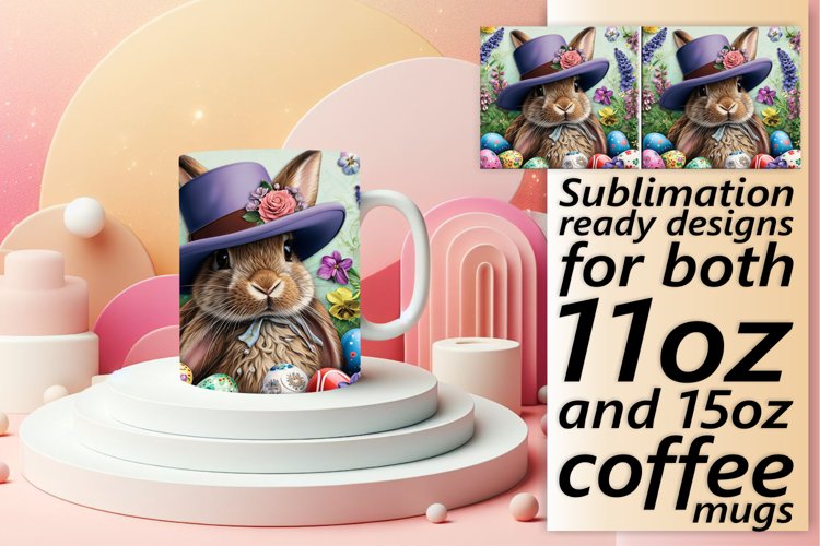 Joyful 3D Easter Bunny Mug Wrap
