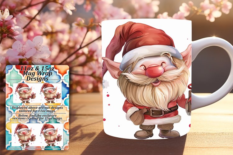 Christmas Gnome Holiday Mug Wrap 11oz/15oz Sublimation