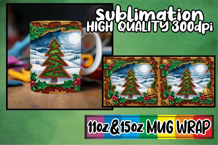 Perfect start sublimation 11oz 15oz mug wrap, Christmas