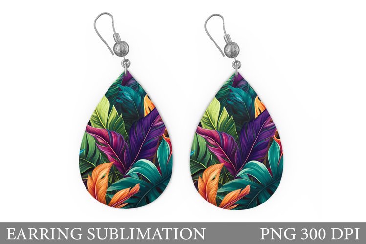 Tropical Leaves Earring Design. Leaves Earring Sublimation