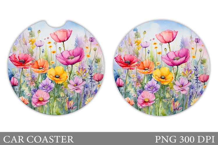 Flowers Car Coaster Design. Wildflowers Car Coaster