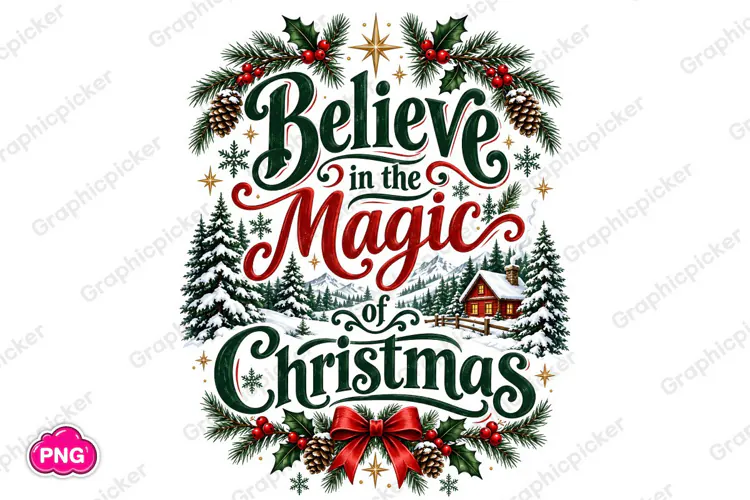 Believe in the Magic of Christmas PNG, Merry Christmas 2026
