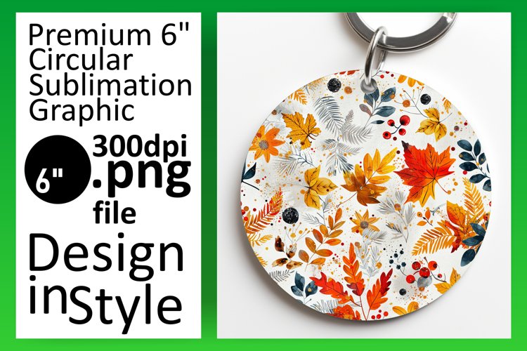 Warm Autumn Watercolor Round Design for Fall Keychain