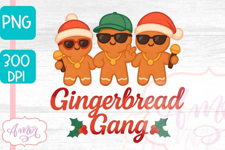 Gingerbread Gang PNG, Funny Christmas PNG for kids shirts