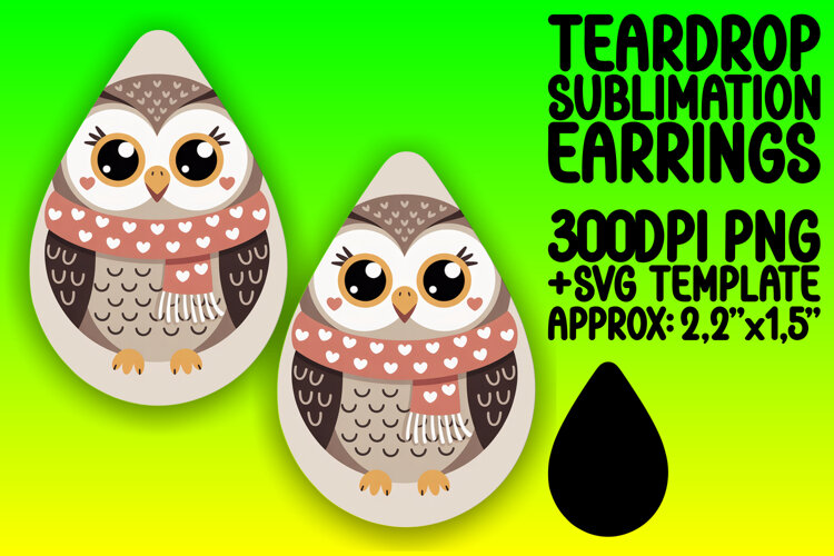 Creative Teardrop Earrings PNG for Sublimation , Valenines A example image 1