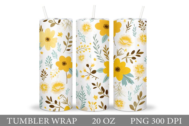 Floral Tumbler Design. Flowers Tumbler Sublimation