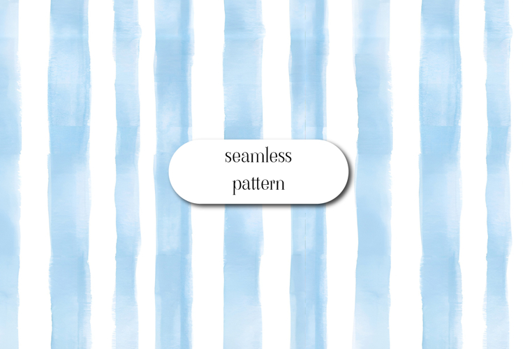 Blue Watercolor Stripe Seamless Pattern Digital Paper