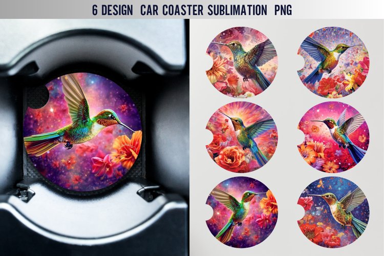 Hummingbird Car Coaster Sublimation Design Bundle