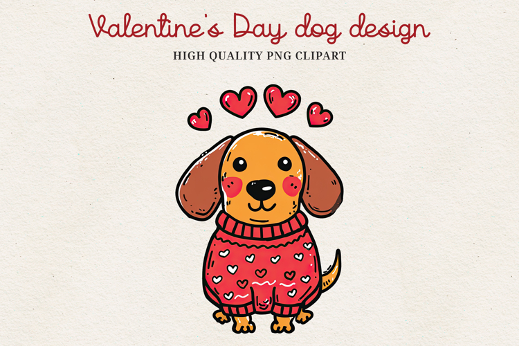 Valentine’s Day Cute Dog Clipart | Love Puppy PNG