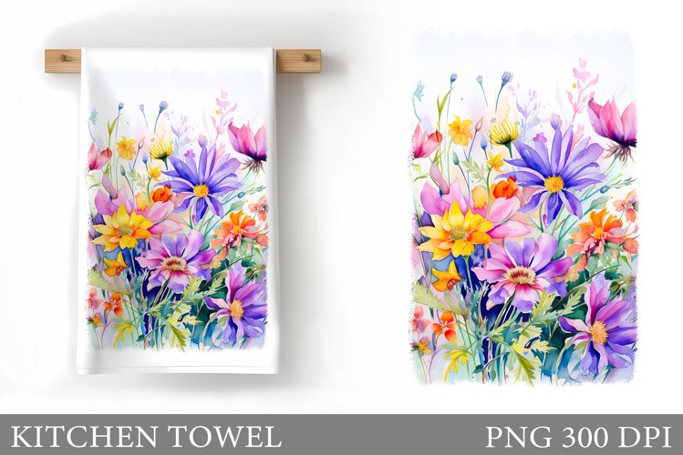 Wildflowers Kitchen Towel. Flowers Kitchen Towel