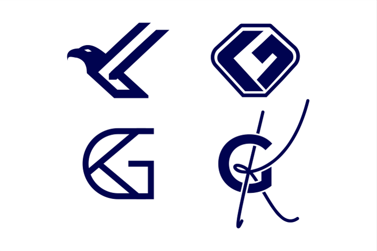 Set Collections of Abstract K G or G K Monogram Logo Designs
