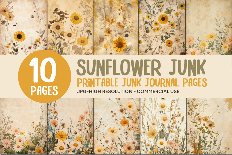 Sunflower Junk Journal Pages