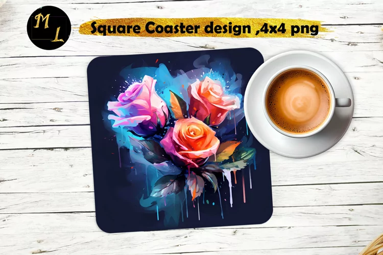 Roses Coaster sublimation,Flowers Square Coaster design
