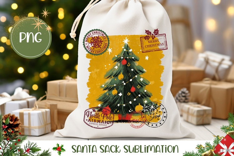 Colorful Christmas Tree Santa Sack, Christmas Gift Bag