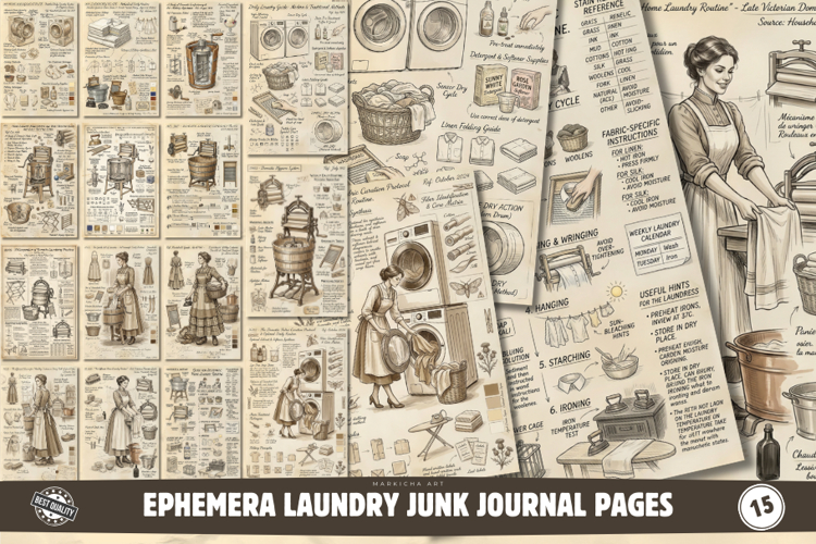 Ephemera Laundry Junk Journal Pages