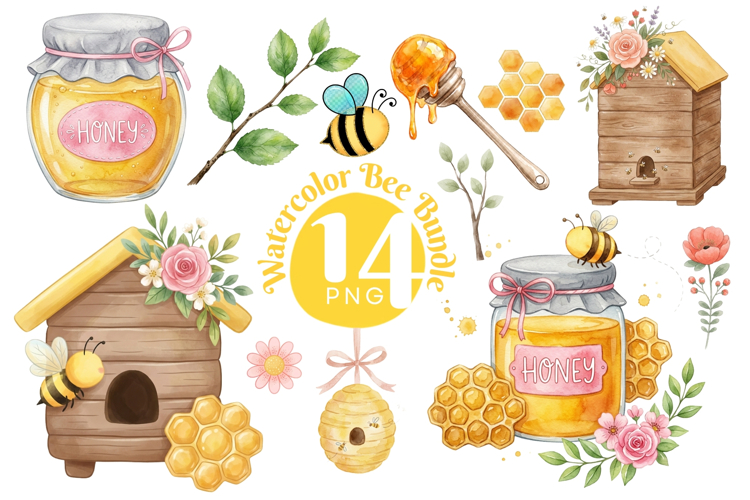 Watercolor Bumble Bee Clipart
