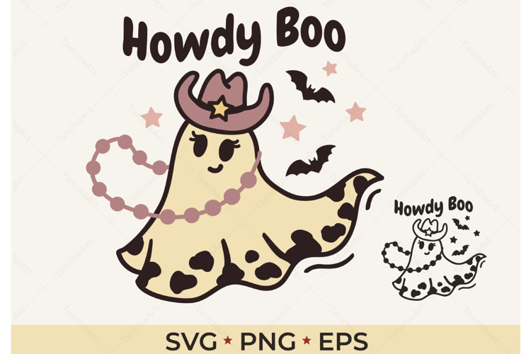 Cowgirl Ghost SVG Western Ghost SVG Howdy Boo Cowgirl Rodeo