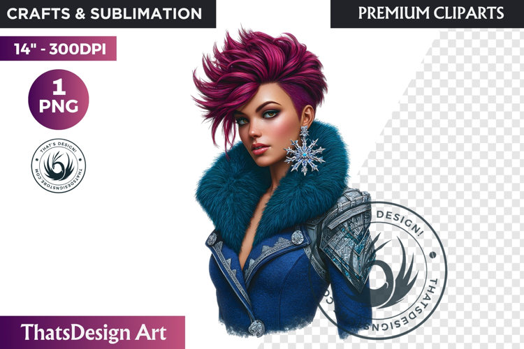 Fantasy Boreal Winter Girls Warrior & Ice Queen Clipart