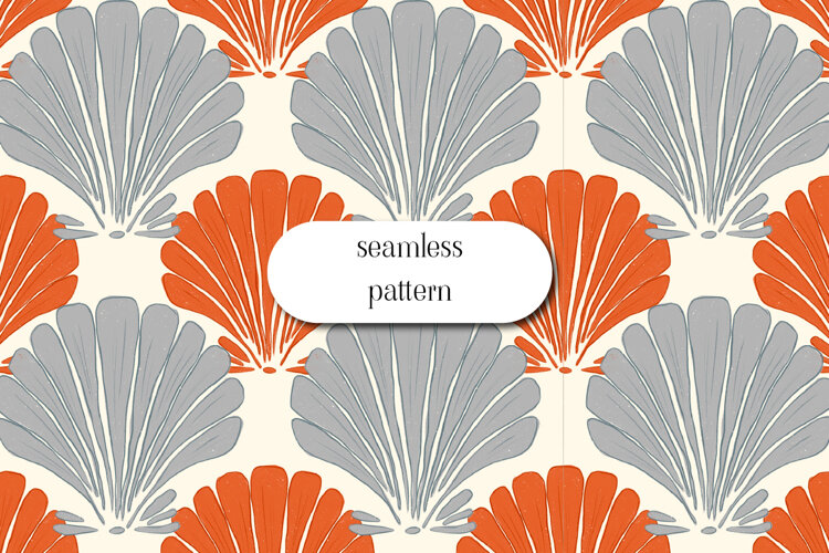 Coastal Scallop Shell Seamless Nautical Pattern example image 1