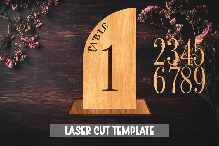 Table Number Wooden Stand SVG Laser Cut example image 1