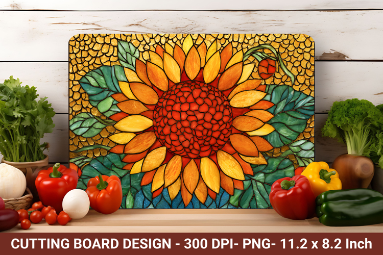 Stained Glass Sunflower Cutting Board | Cutting Board png