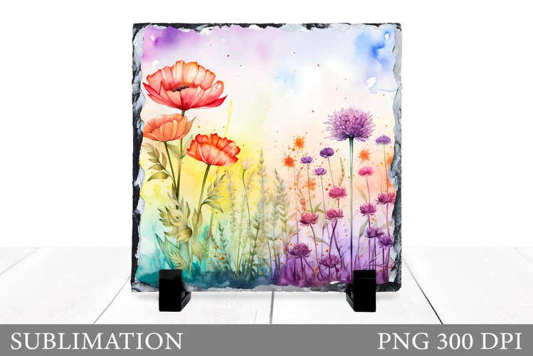 Flowers Square Sublimation. Wildflowers Slate Sublimation example image 1
