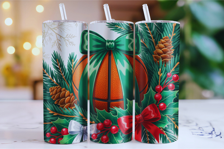 Merry Basketball Tumbler Wrap | Christmas Wrap
