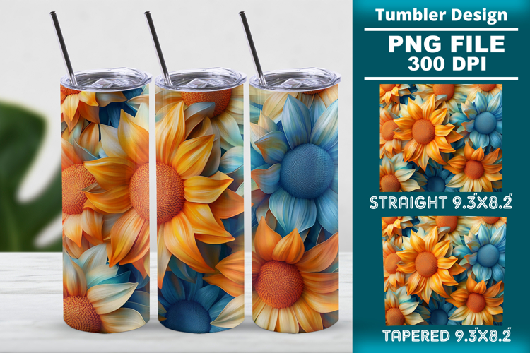3D floral tumbler wrap design