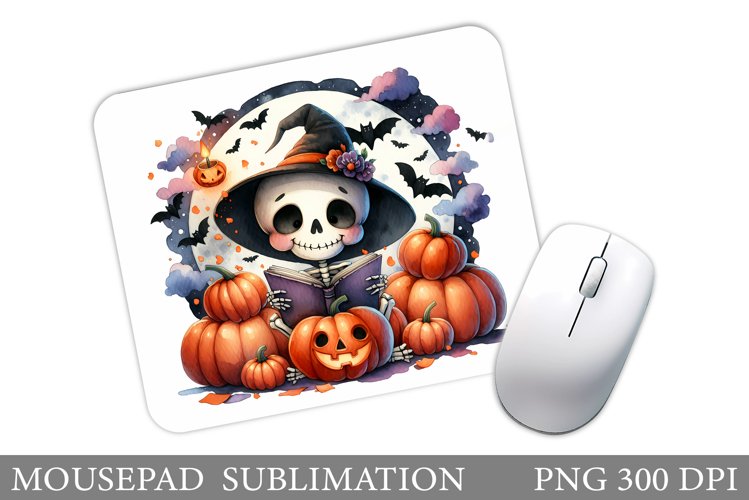 Cute Skeleton Mouse Pad. Halloween Mouse Pad Sublimation example image 1
