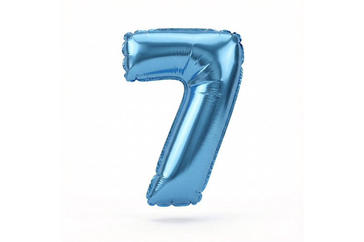 Blue Metallic Number 7 Foil Balloon Party Decoration