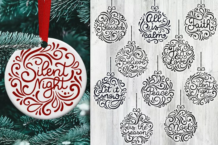 BESTSELLER | Christmas Round Ornaments | 10 SVG cut files