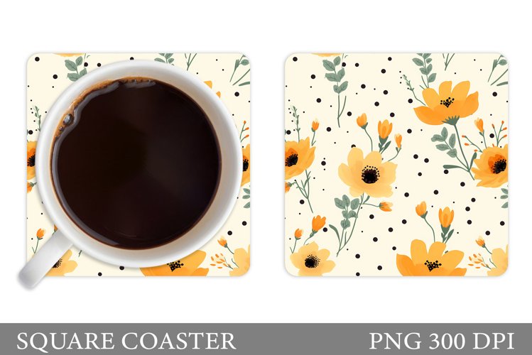 Flowers Square Coaster. Flowers Coaster Design