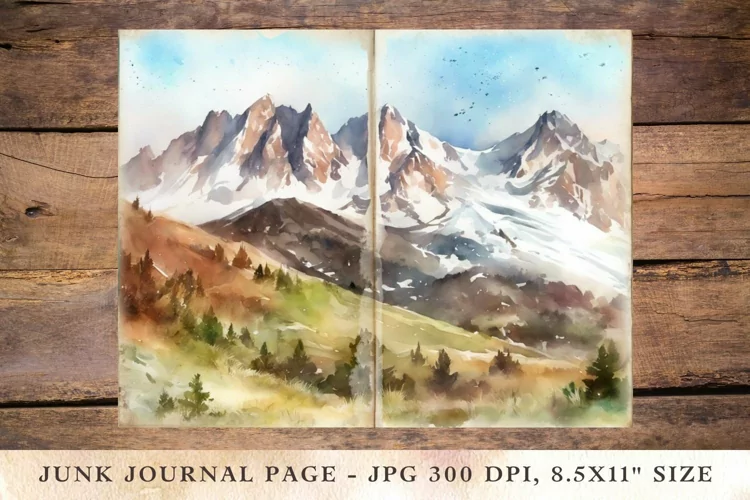 Printable Junk Journal Pages mountain 3