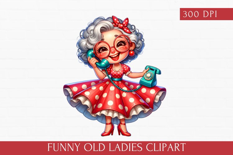 Funny Old Ladies Clipart, Watercolor Old Woman sublimation