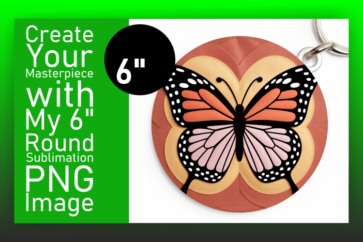 Elegant Circle Coaster PNG Artwork , Butterfly