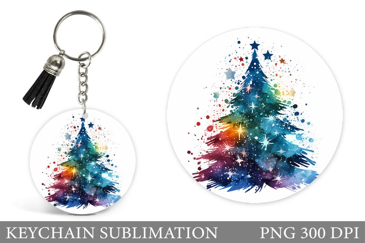 Rainbow Christmas Tree Keychain Sublimation