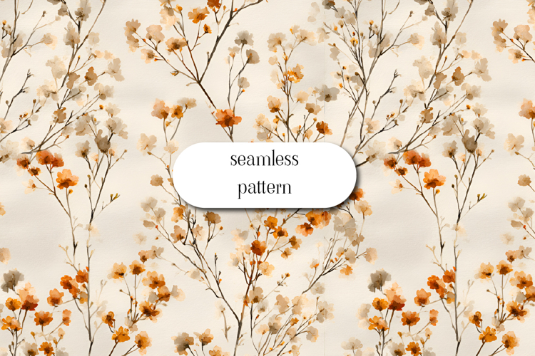 Warm Floral Seamless Pattern Soft Botanical Watercolor