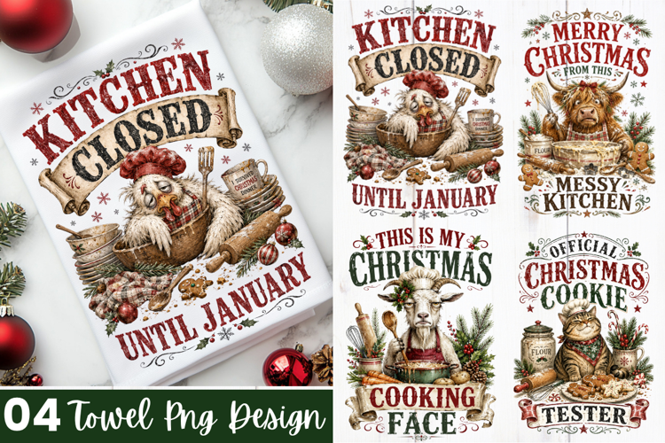 Funny Christmas Towel PNG,kitchen towel, christmas kitchen