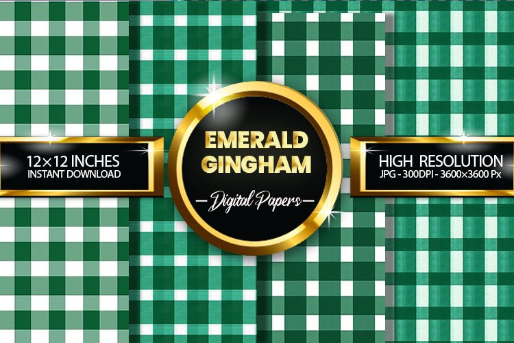 Emerald Gingham Digital Papers - 04 Variations example image 1