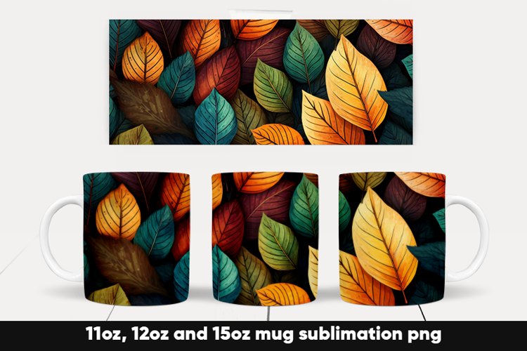 Fall autumn leaves mug wrap sublimation example image 1