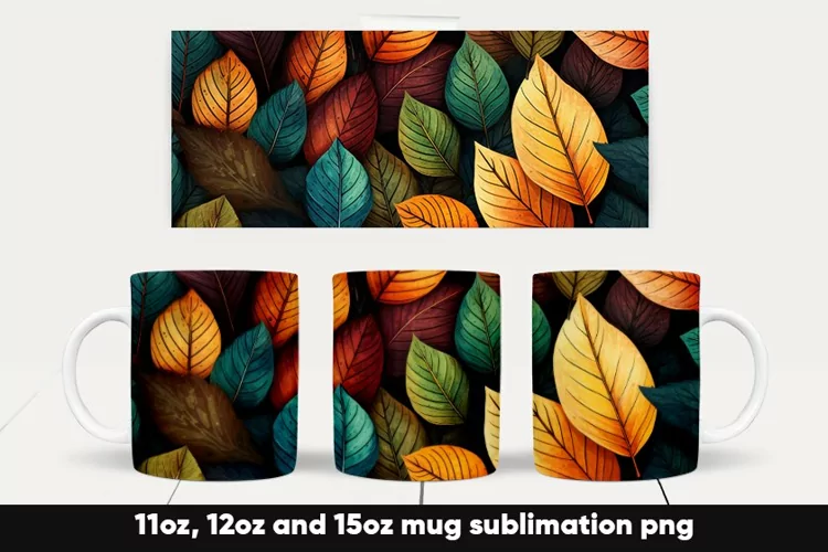 Fall autumn leaves mug wrap sublimation
