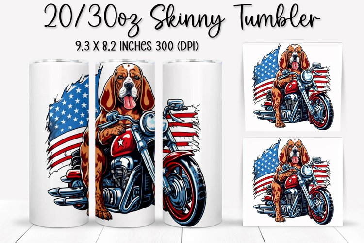 Dog Skull Ride An American Flag - Tumbler Sublimation Design