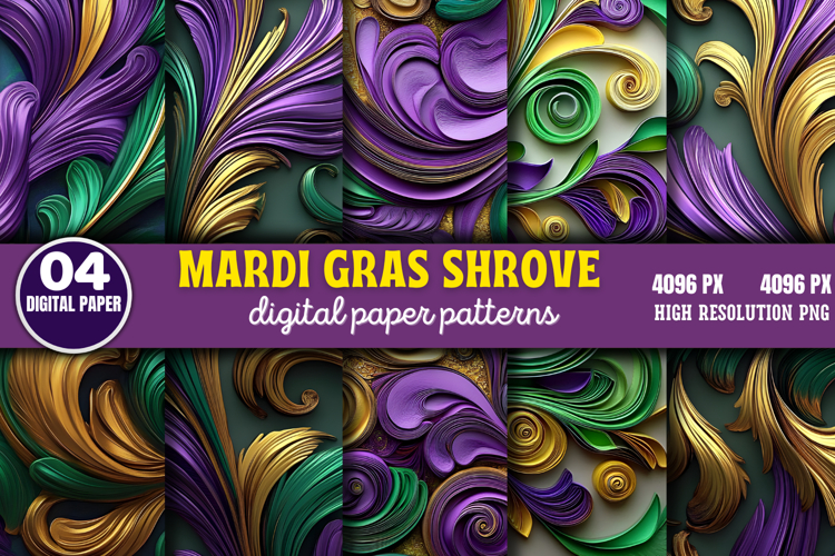 Mardi Gras Shrove Digital Paper PNG