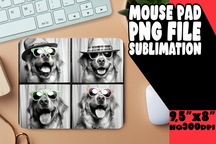 Whimsical Puppy Dog Mouse Pad Sublimation Design for Craftin