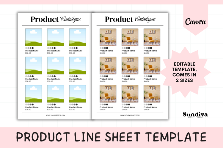 Editable Product Line Sheet Template 1 | Wholesale Catalogue