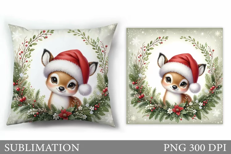 Christmas Deer Pillow Sublimation. Christmas Pillow Design