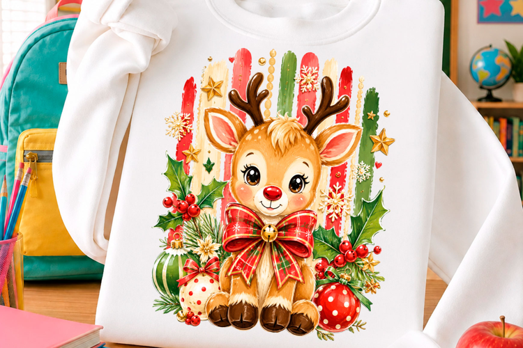 Cute Christmas Reindeer Holiday T Shirt Design